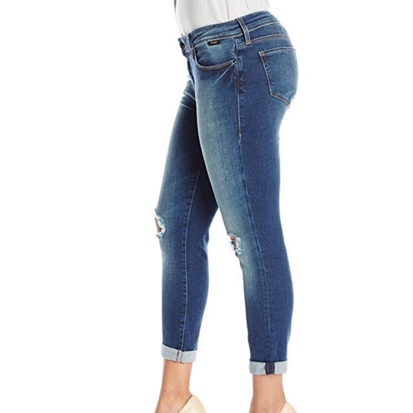 Distressed High Rise Boyfriend Jeans Ripped Denim - Picture 5 of 8